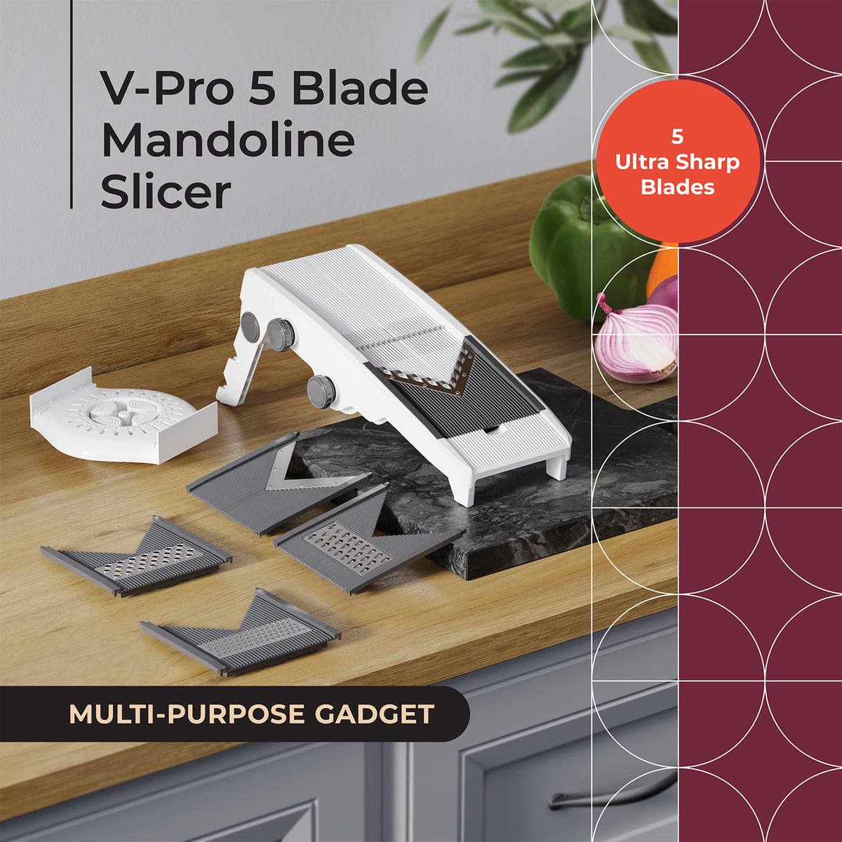 Mueller V-Pro 5-Blade Mandoline Slicer for Kitchen, Adjustable