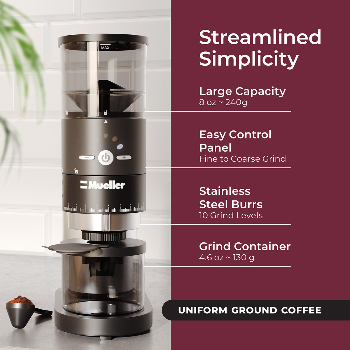 Mueller Precision Coffee Grinder. Grinding whole beans will always