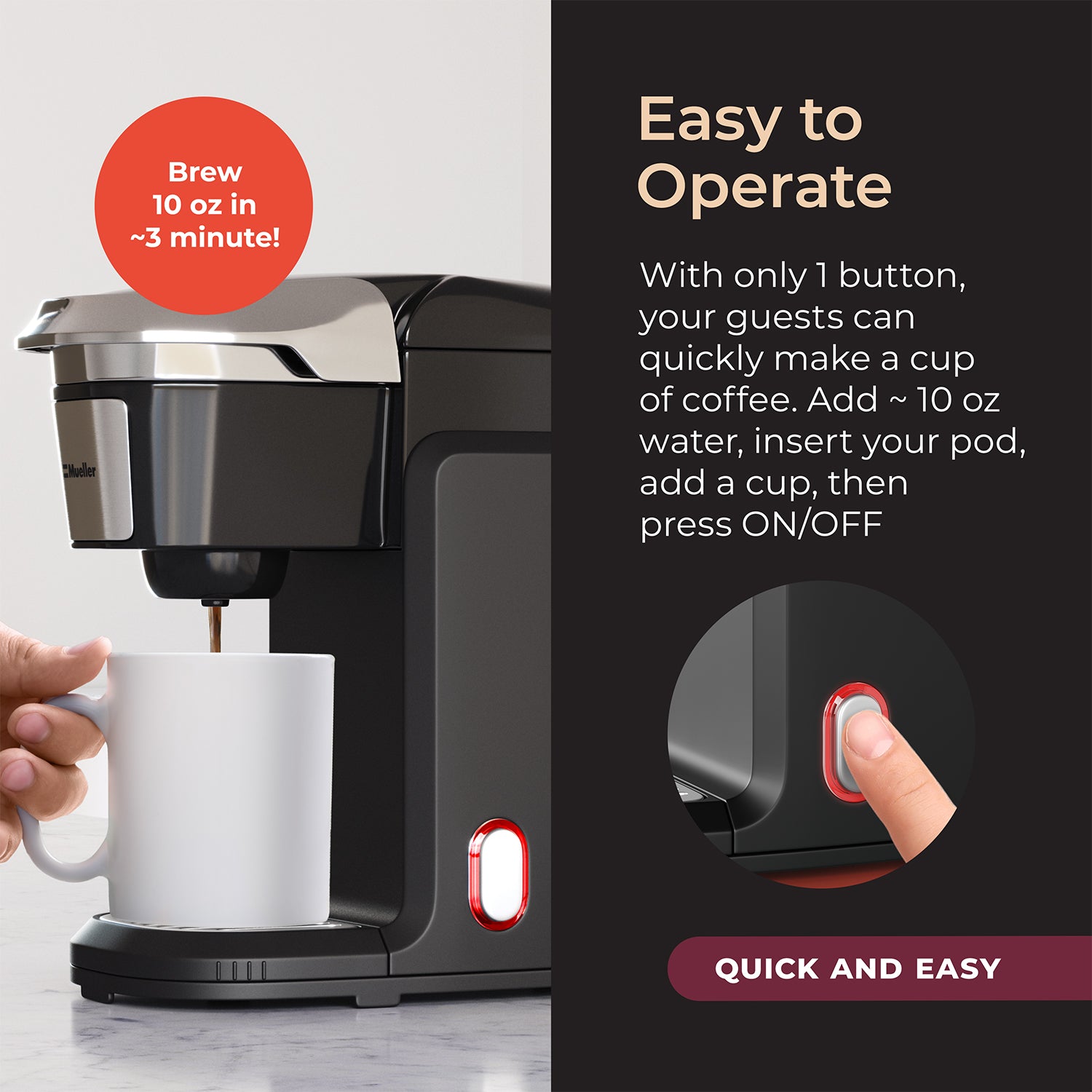 Mueller U700 Single Serve Pod Compatible Coffee Maker Machine *White*