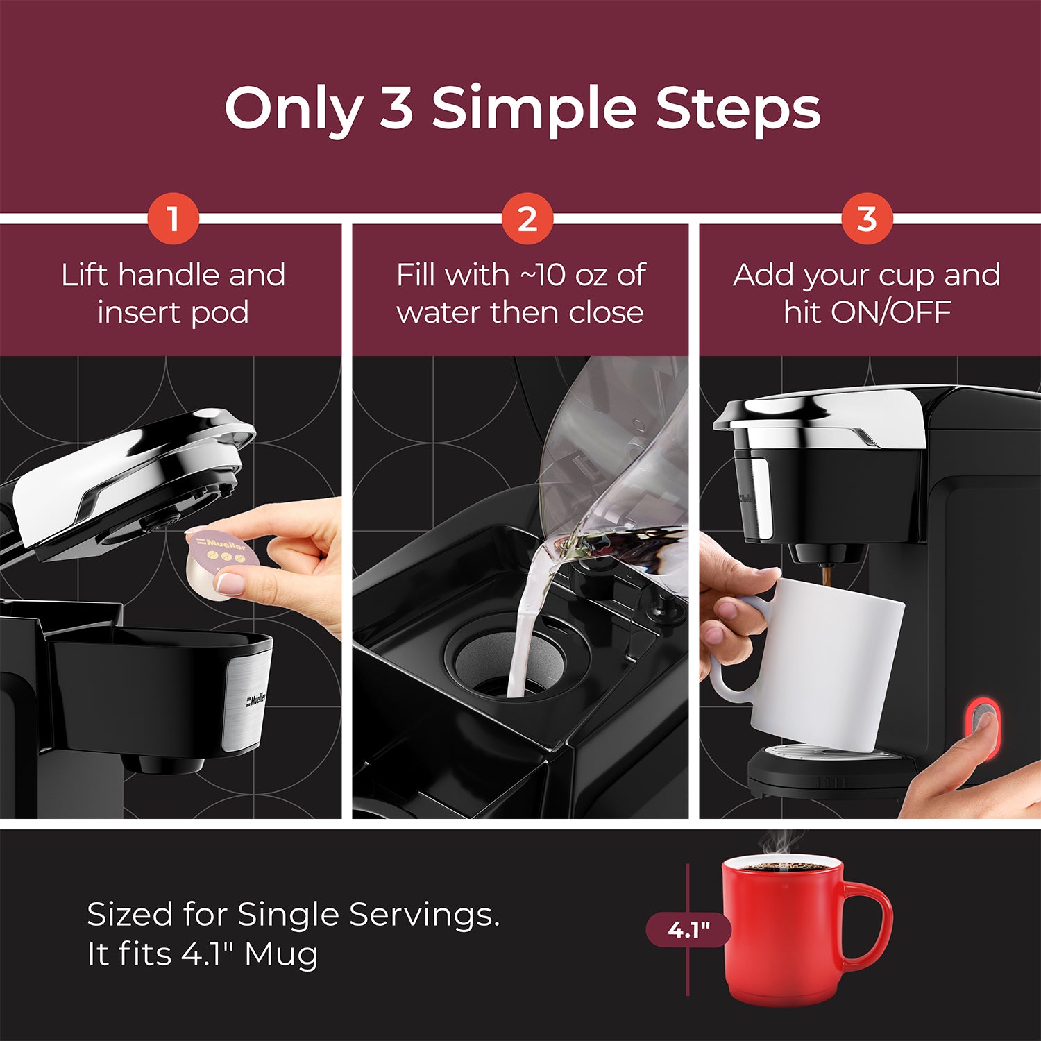 Single Serve Kcup Pod Coffee Maker, Upgraded Single Cup Coffee