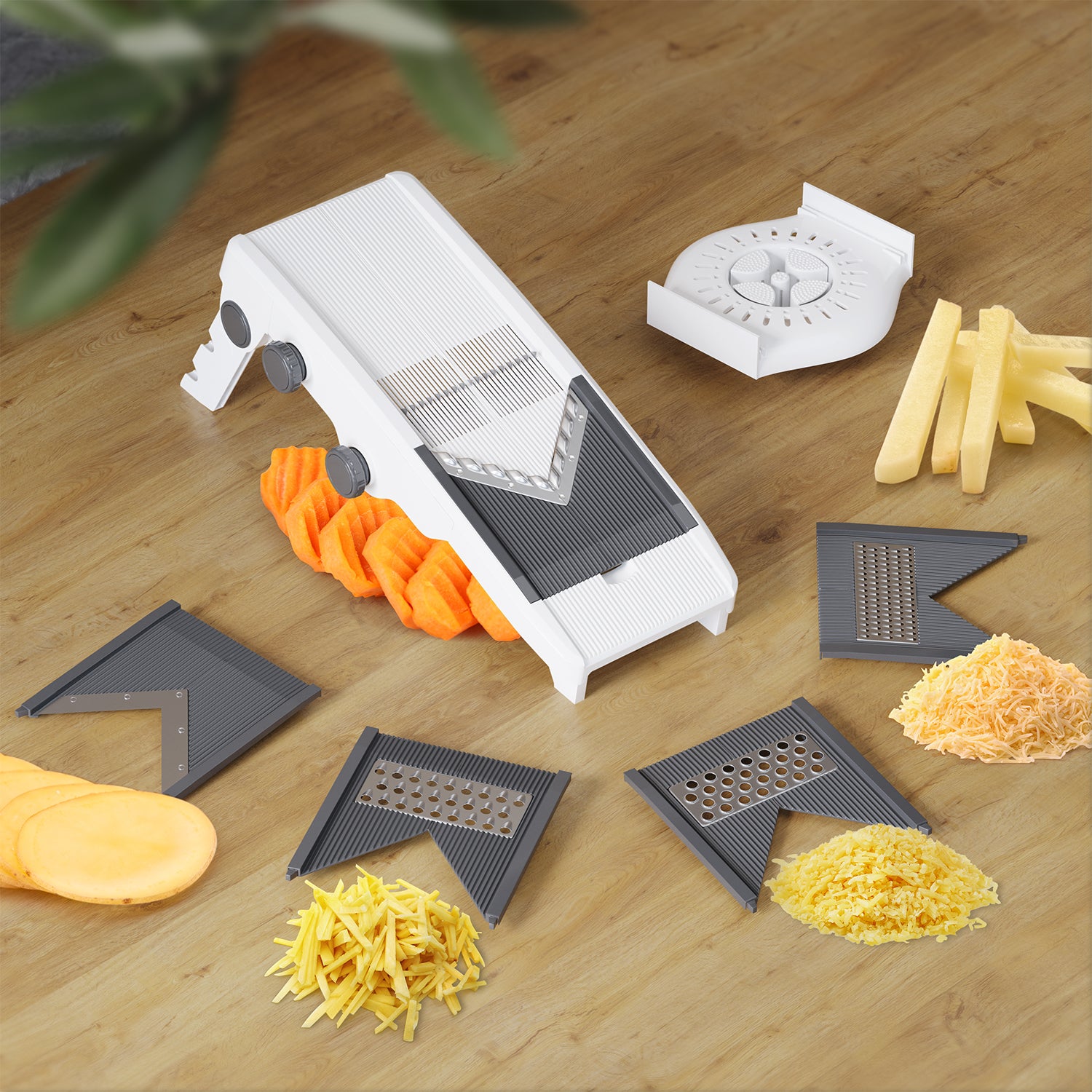Adjustable Mandoline Slicer For Kitchen,Ultra Sharp V-Blade Vegetable  Slicer With Container,Slicer Vegetable Cutter,Julienne Slicer, Potato  Slicer For