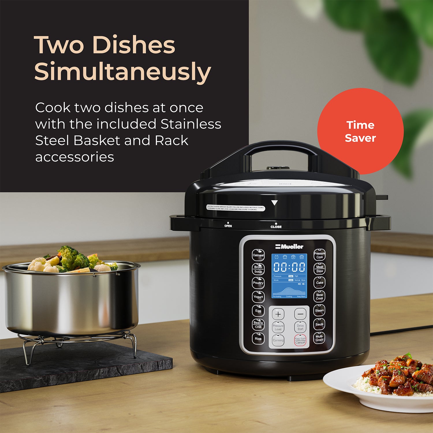 6 Quart 5-in-1 Electric Pressure Cooker with Stainless Steel