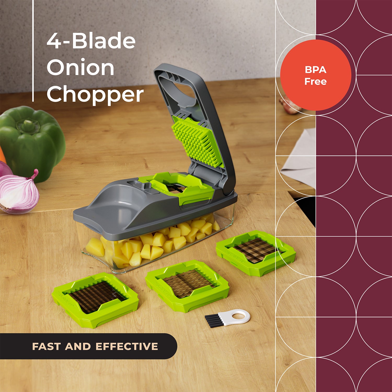 Food Chopper, Easy to Clean Manual Hand Vegetable Chopper Dicer, Dishwasher  Safe Slap Onion Chopper