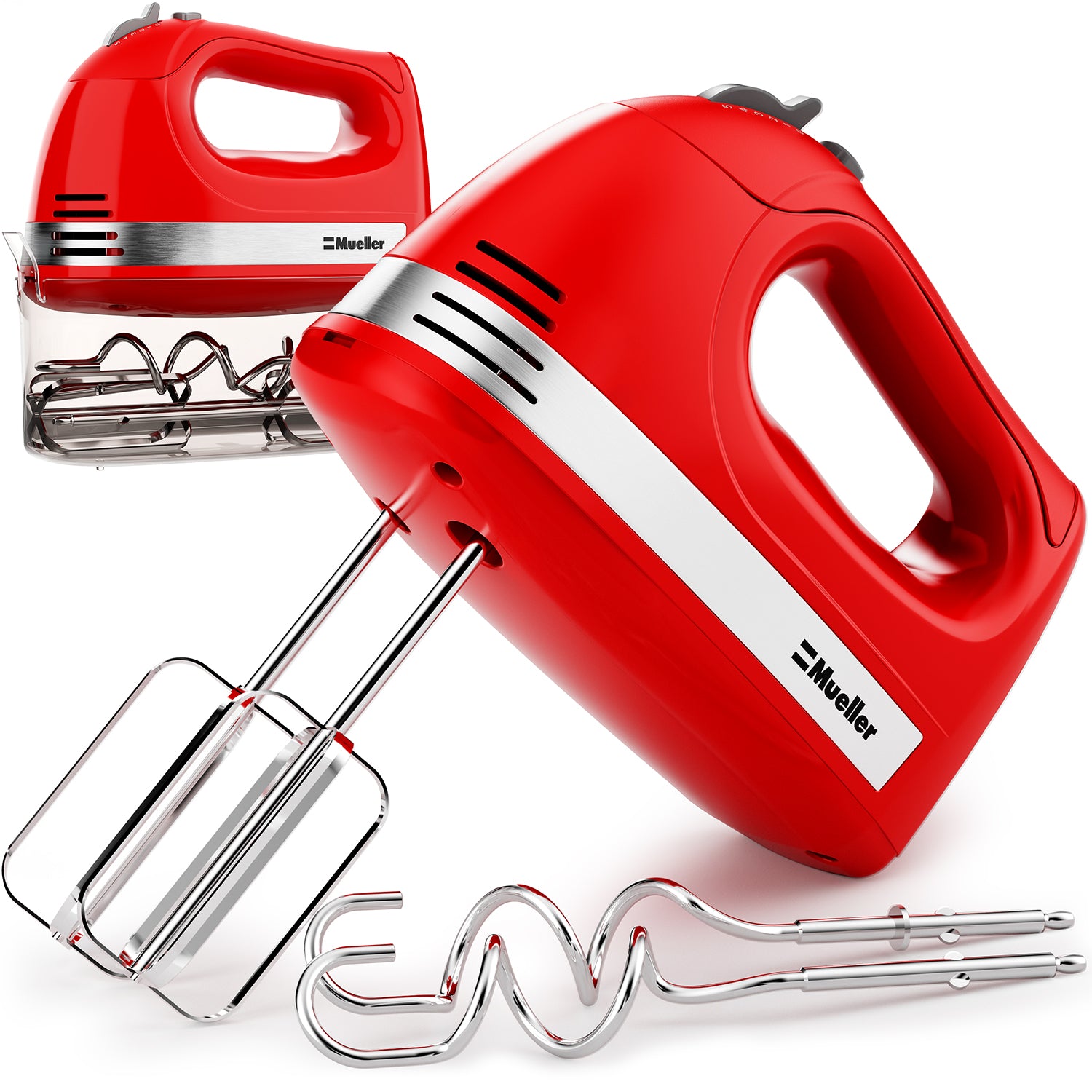 Musment 5-Speed Electric Hand Mixer, Beaters, Whisk, Red
