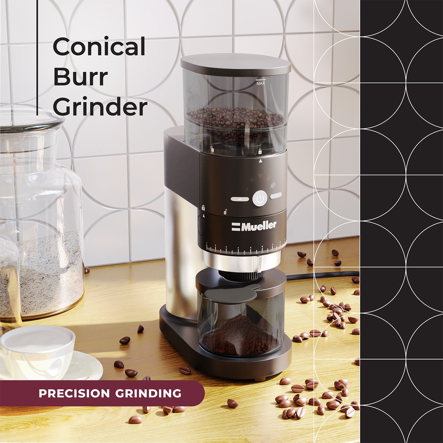 Electric Burr Coffee Grinder Adjustable Conical Burr Coffee Bean Grinder 25  Grind Settings French Press Drip Coffee Maker